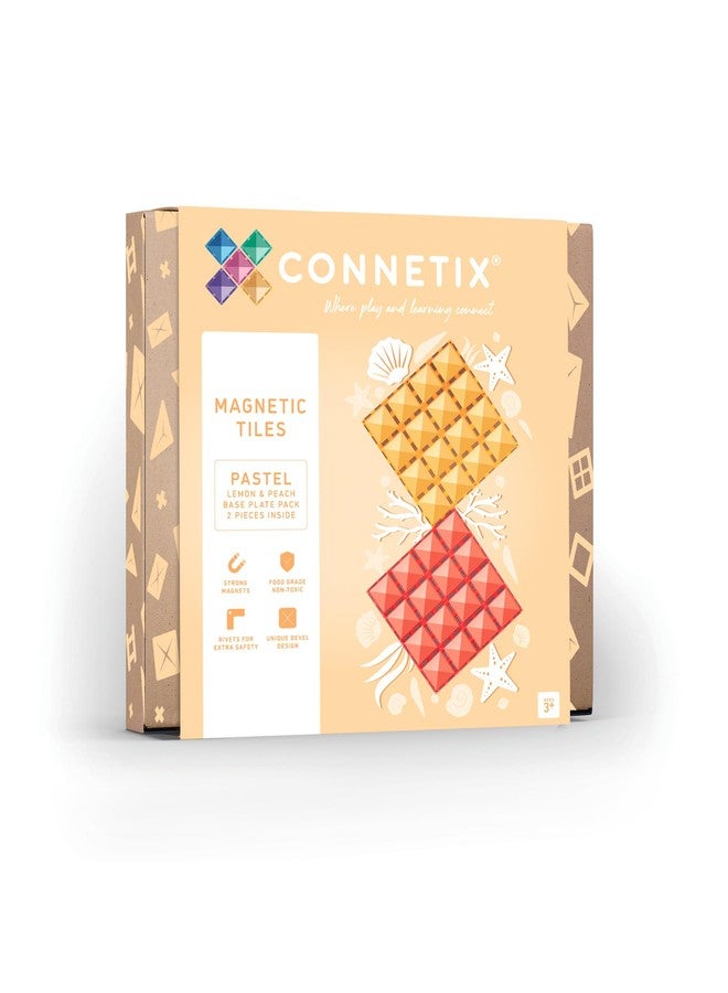 Connetix Pastel Base Plate Pack, Lemon & Peach, 2 Pieces - Image 1